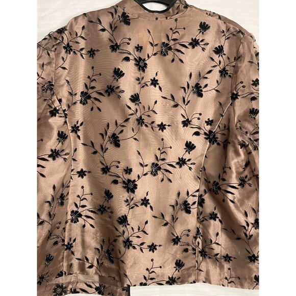 Onyx Nite Floral Embroidered Open Front Jacket Plus Size 26 Brown  Black Elegant - Picture 9 of 16